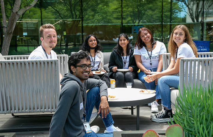 inter program - Interns enjoying snacks on outdoor patio