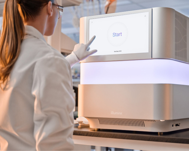 scientist starting sequencing run on NextSeq 2000