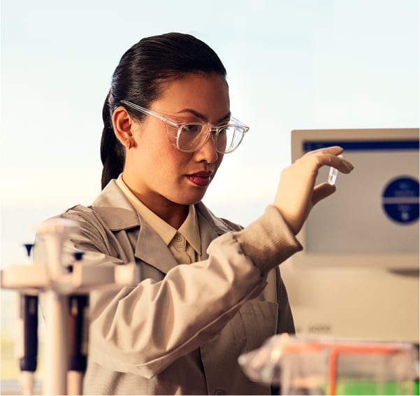 Lab technician testing samples.