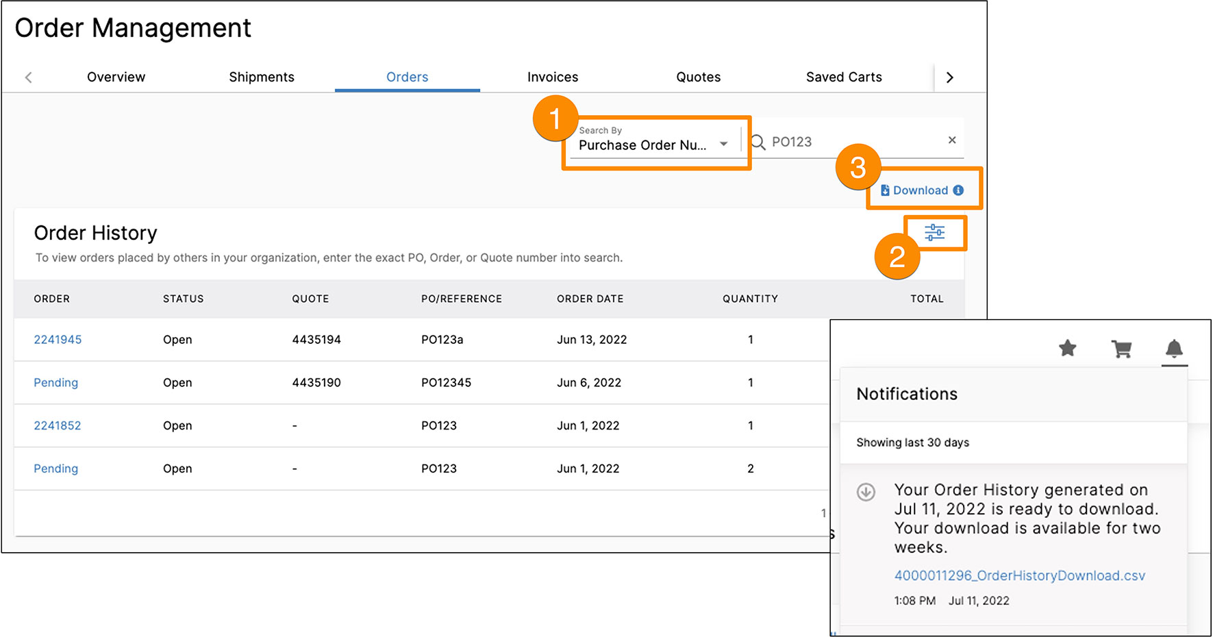 Download Order History