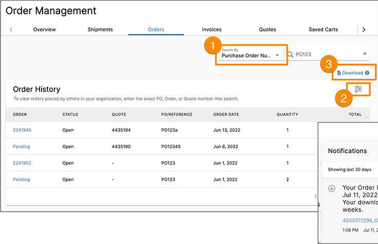 download your illumina order history