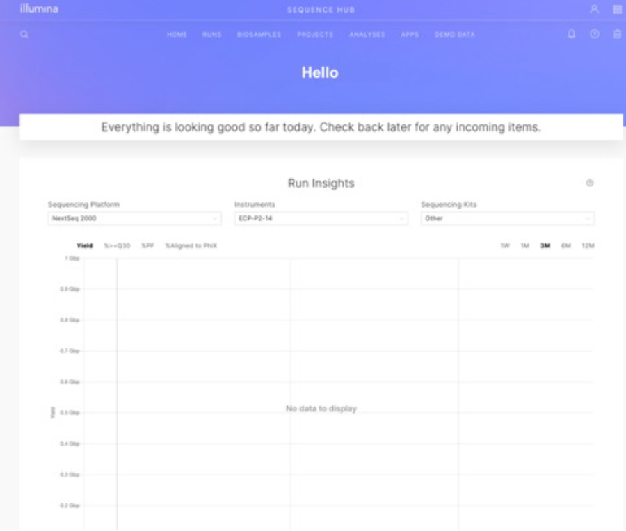 BaseSpace Sequence Hub dashboard