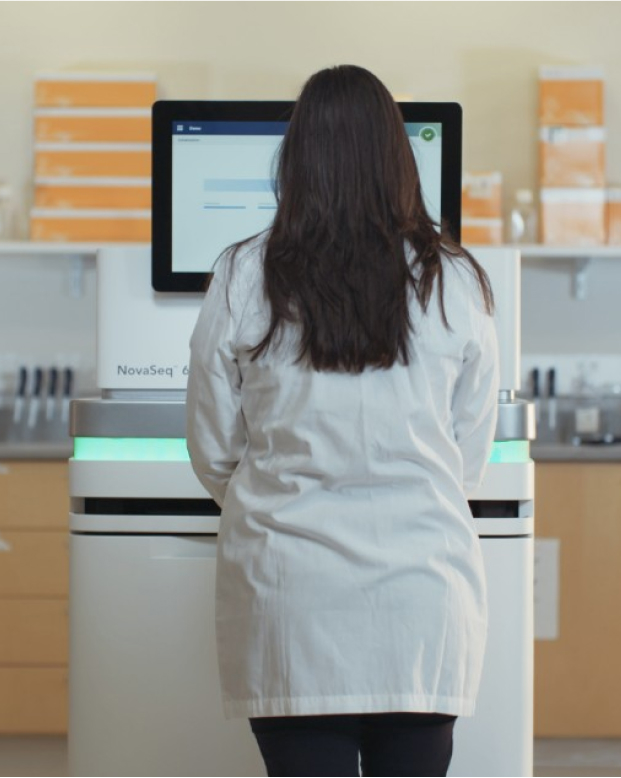 Scientist with NovaSeq 6000 in laboratory